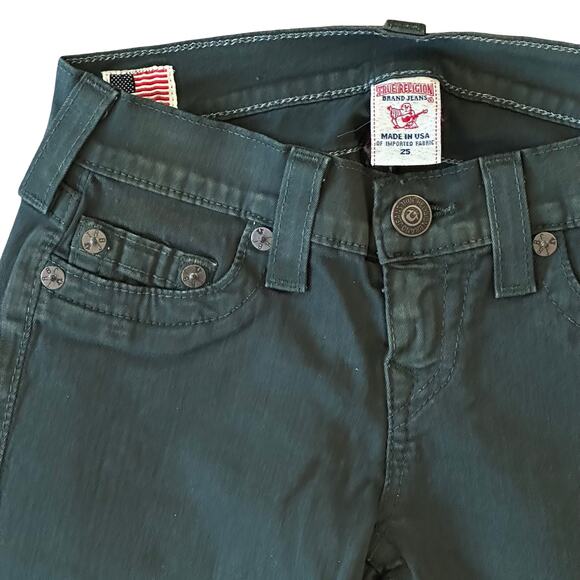 True Religion World Tour Casey Supper Skinny Dark Green Jeans Size 25 NWT $198 - Picture 7 of 10